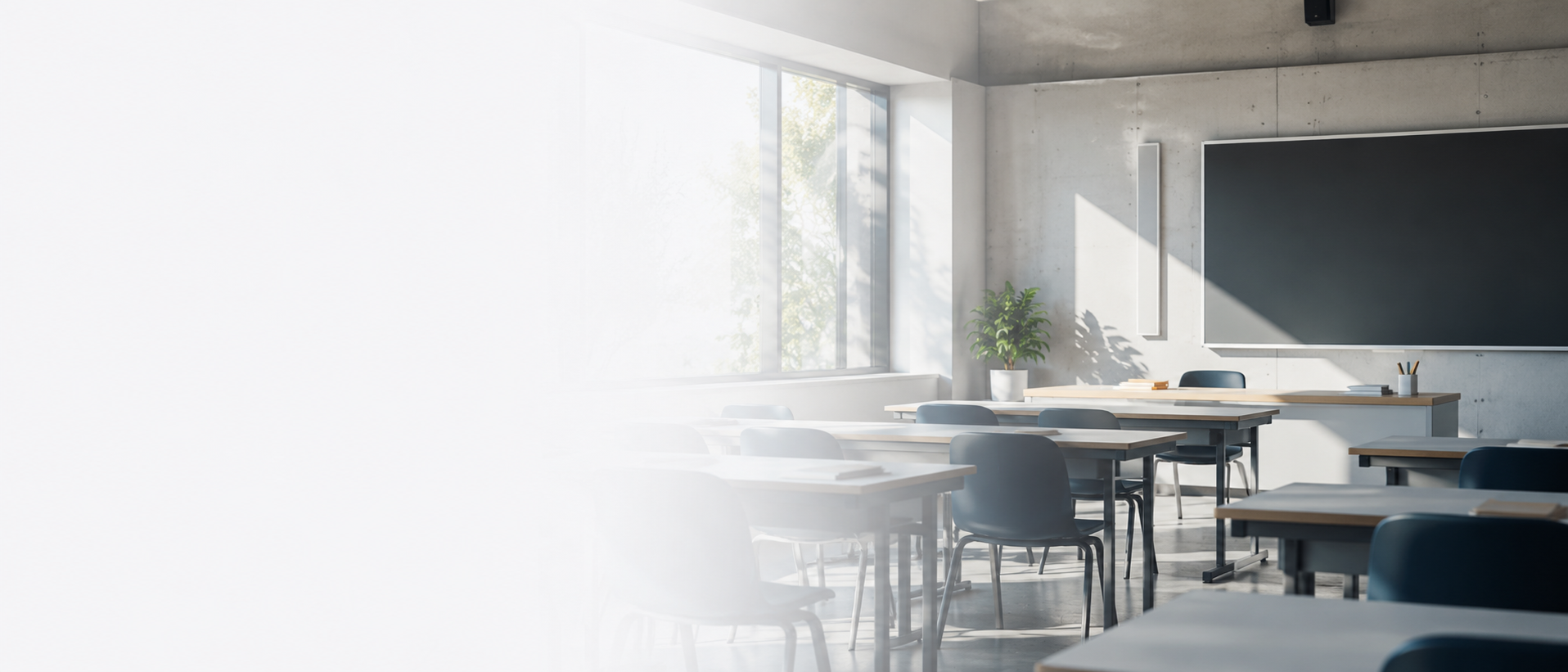 Modern classroom inside an educational institution with desks and learning environment