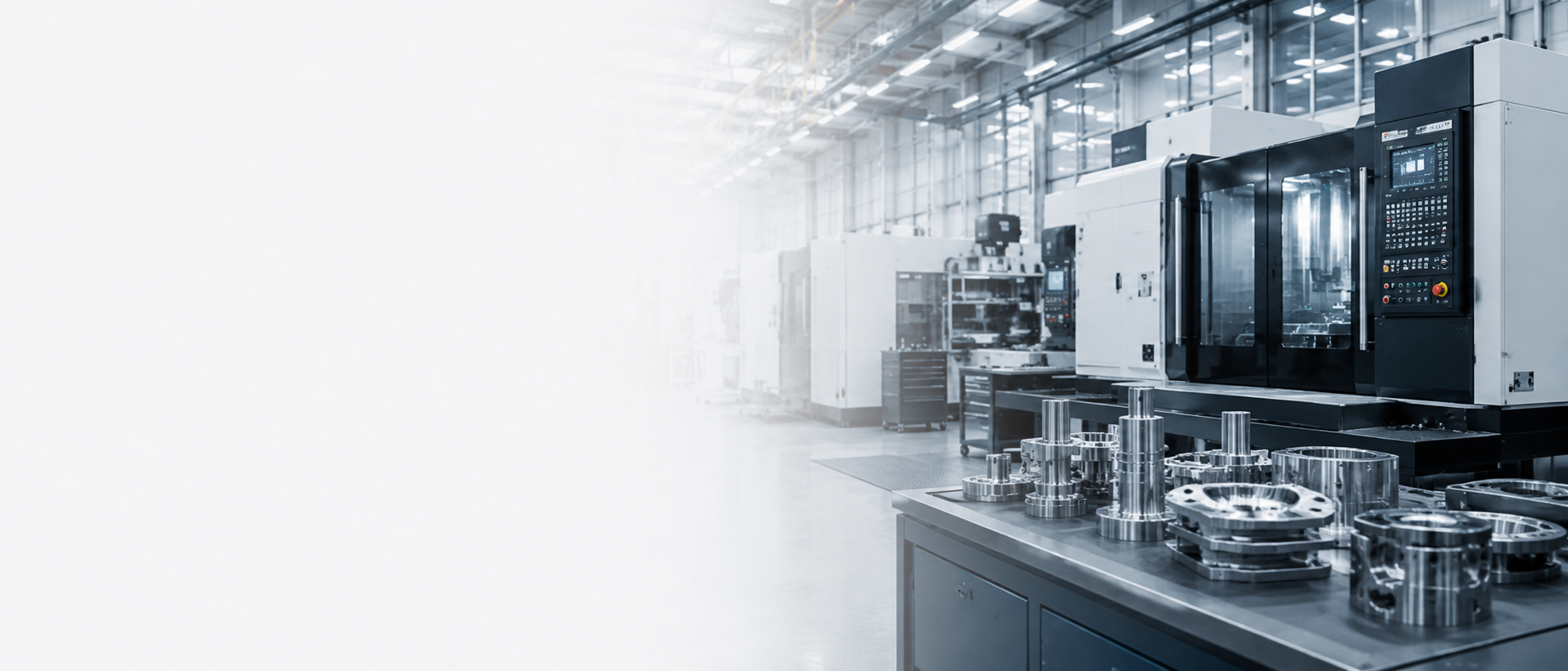 Modern manufacturing facility with advanced CNC machinery and industrial equipment